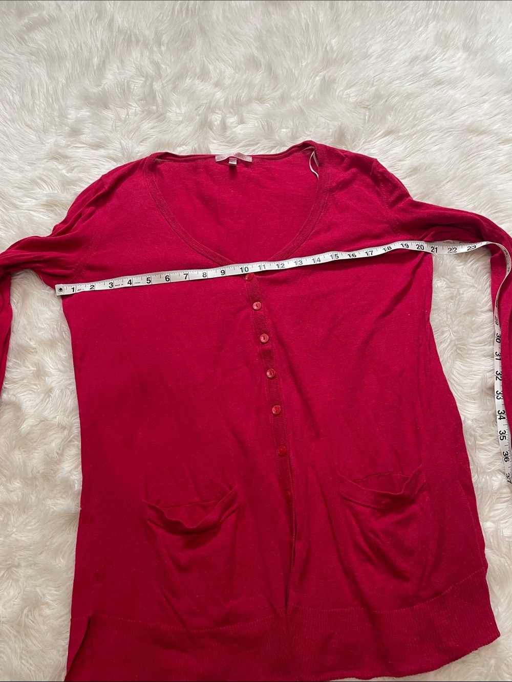 Victoria's Secret Lightweight Long & Lean Button-Front Cardigan Red Large - Picture 8 of 14
